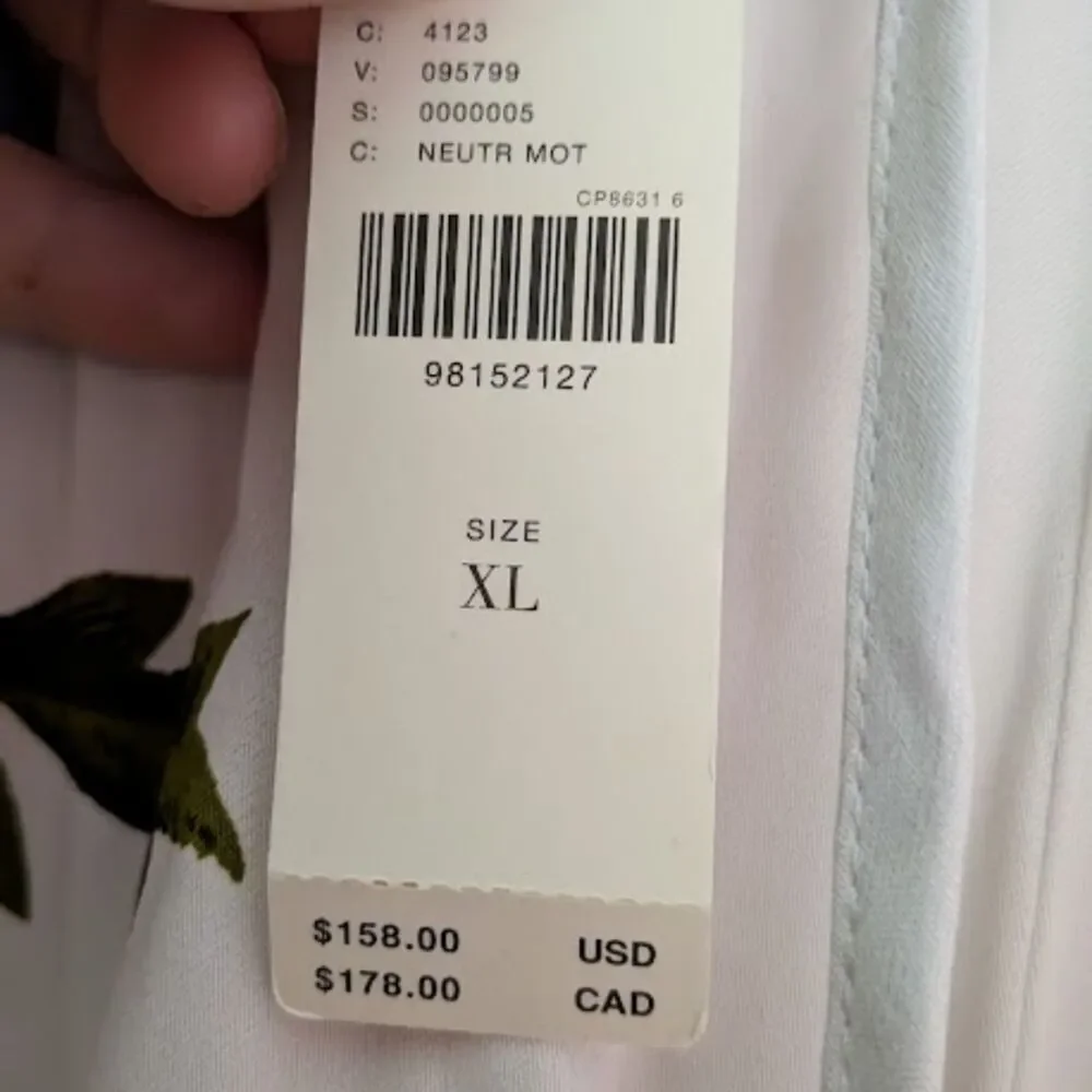 By Anthropologie Printed Pull-On Floral White Pants Size XL NWT
